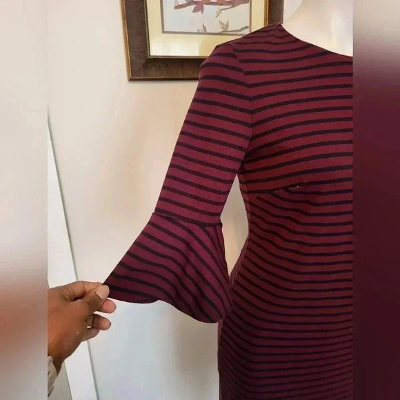 Banana Republic Striped Sheath Midi Dress w/Bell Sleeves(4) - Picture 5 of 8